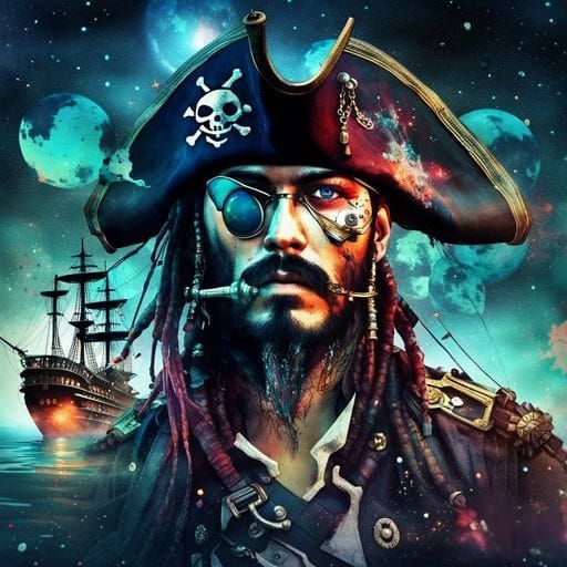 Dramatic Double Exposure Pirate Captain Portrait