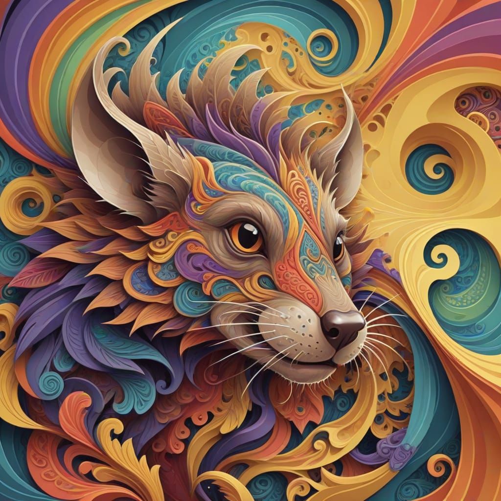 Wererat Abstract Vector Fractal Art with Gouache Detail