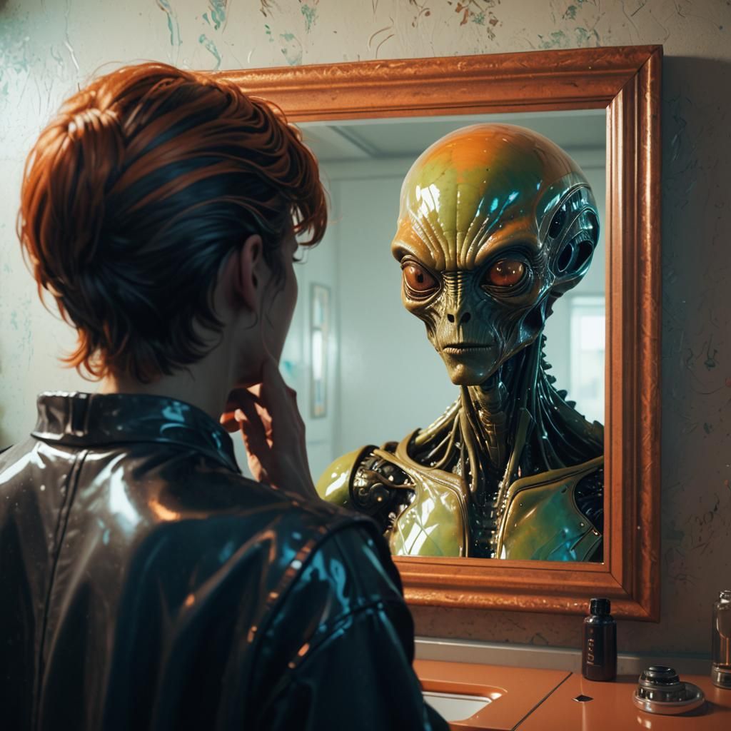 Alien Reflection: Hyperdetailed 80s Concept Art