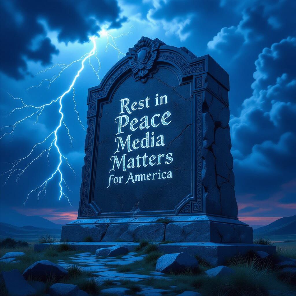 Dramatic Tombstone Under Lightning Storm in Gothic Style