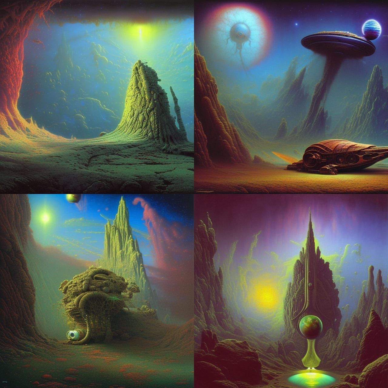 Alien Crash Landing: Hyperrealistic Surrealism in Space