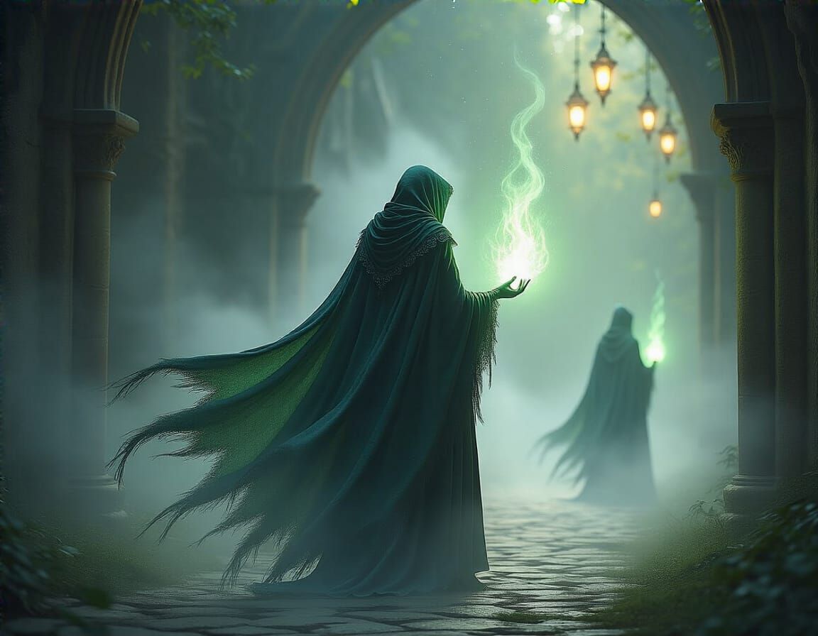 Ethereal Elven Mages on a Lantern Path