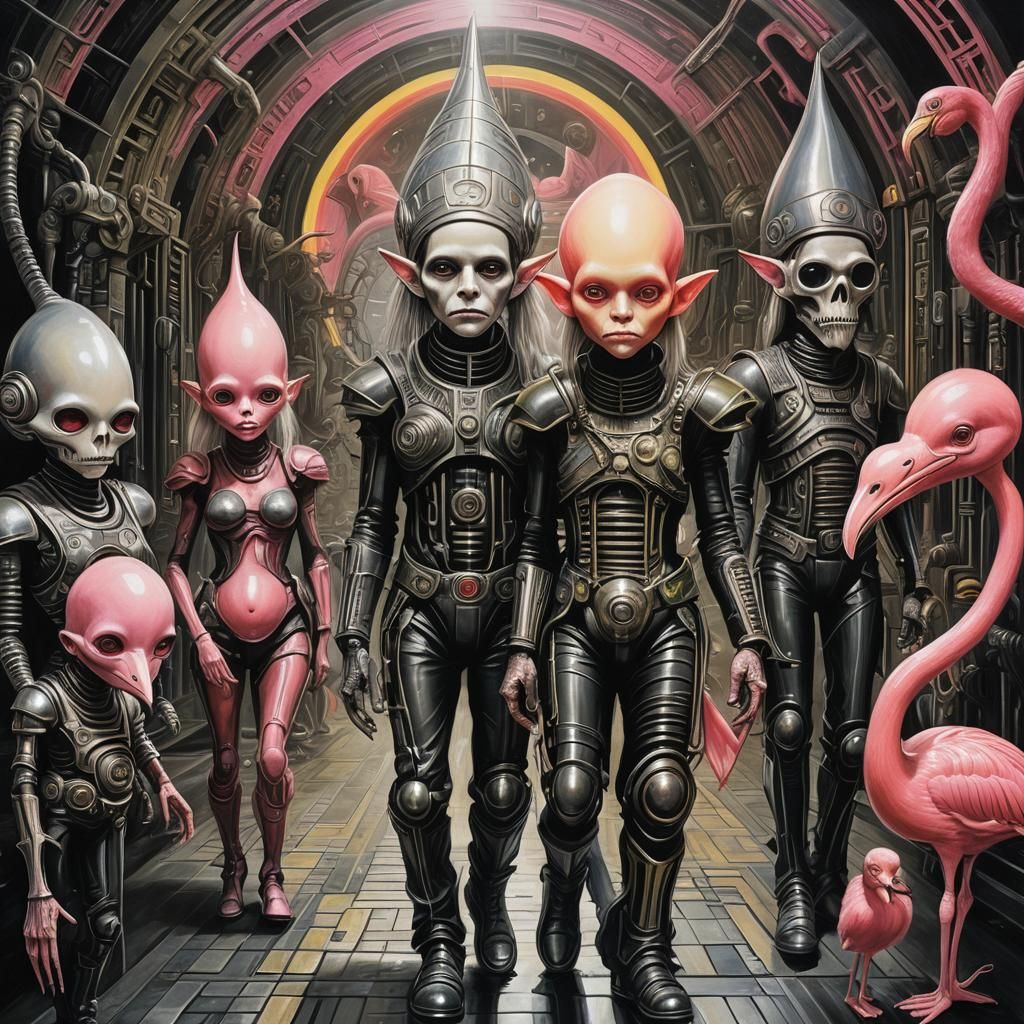 Biomechanical Gnomes Strutting in Futuristic Fashion