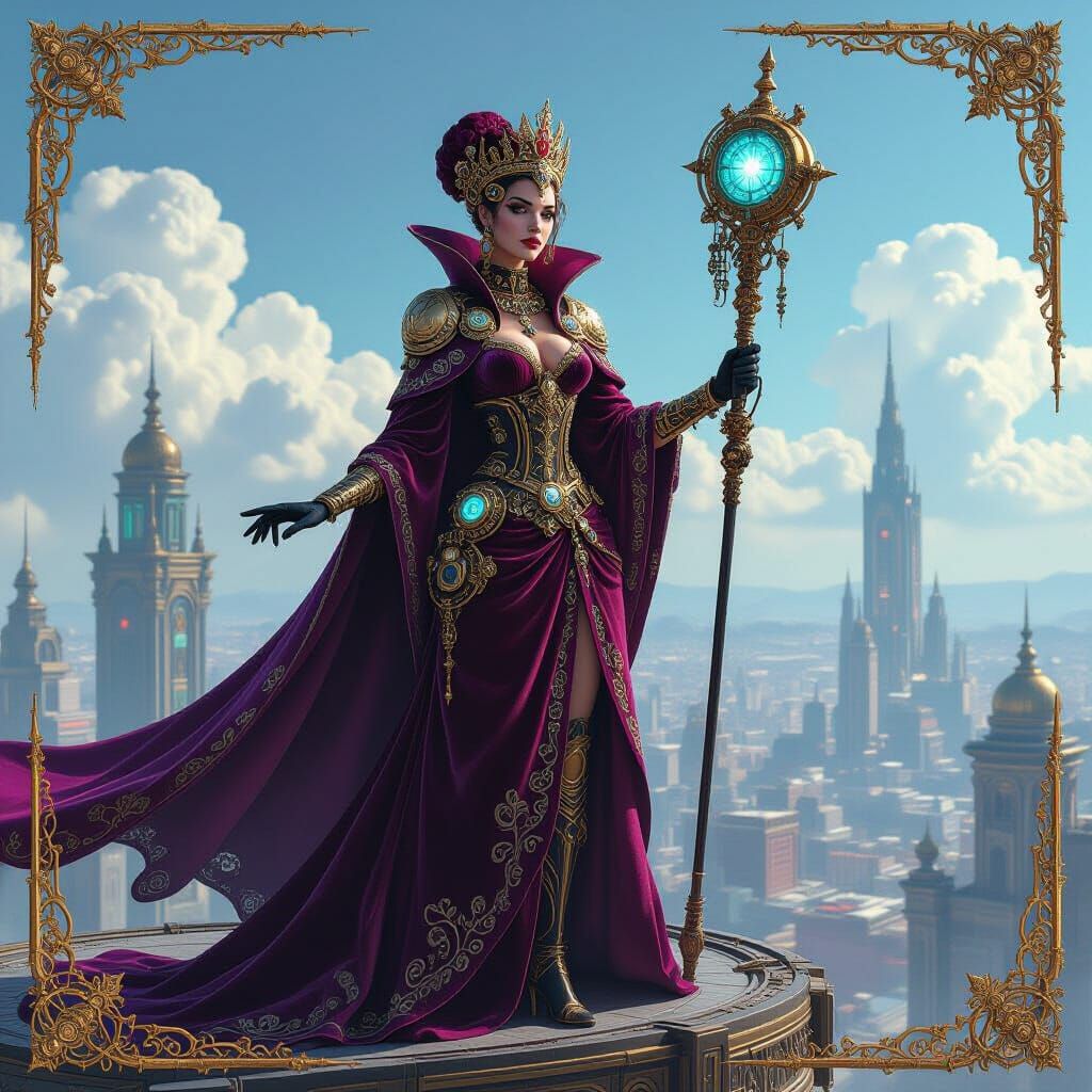 Steampunk Queen in Futuristic City, Borderlands 3 Style