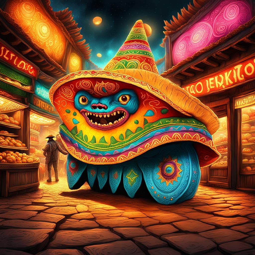 Monster Taco with Sombrero in Mystical Market