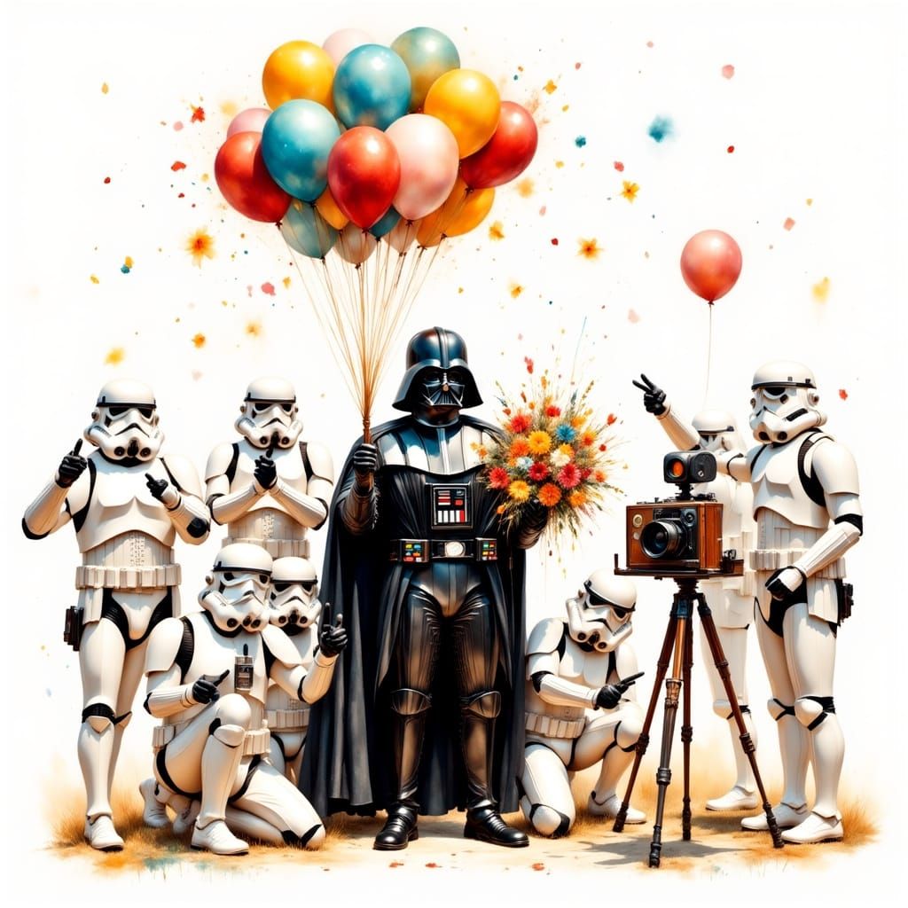Darth Vader's Birthday Party: Hyperrealistic T-Shirt Design