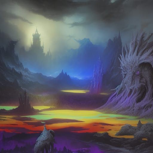 Nightmarish Astral Dreamscape in Anime Style