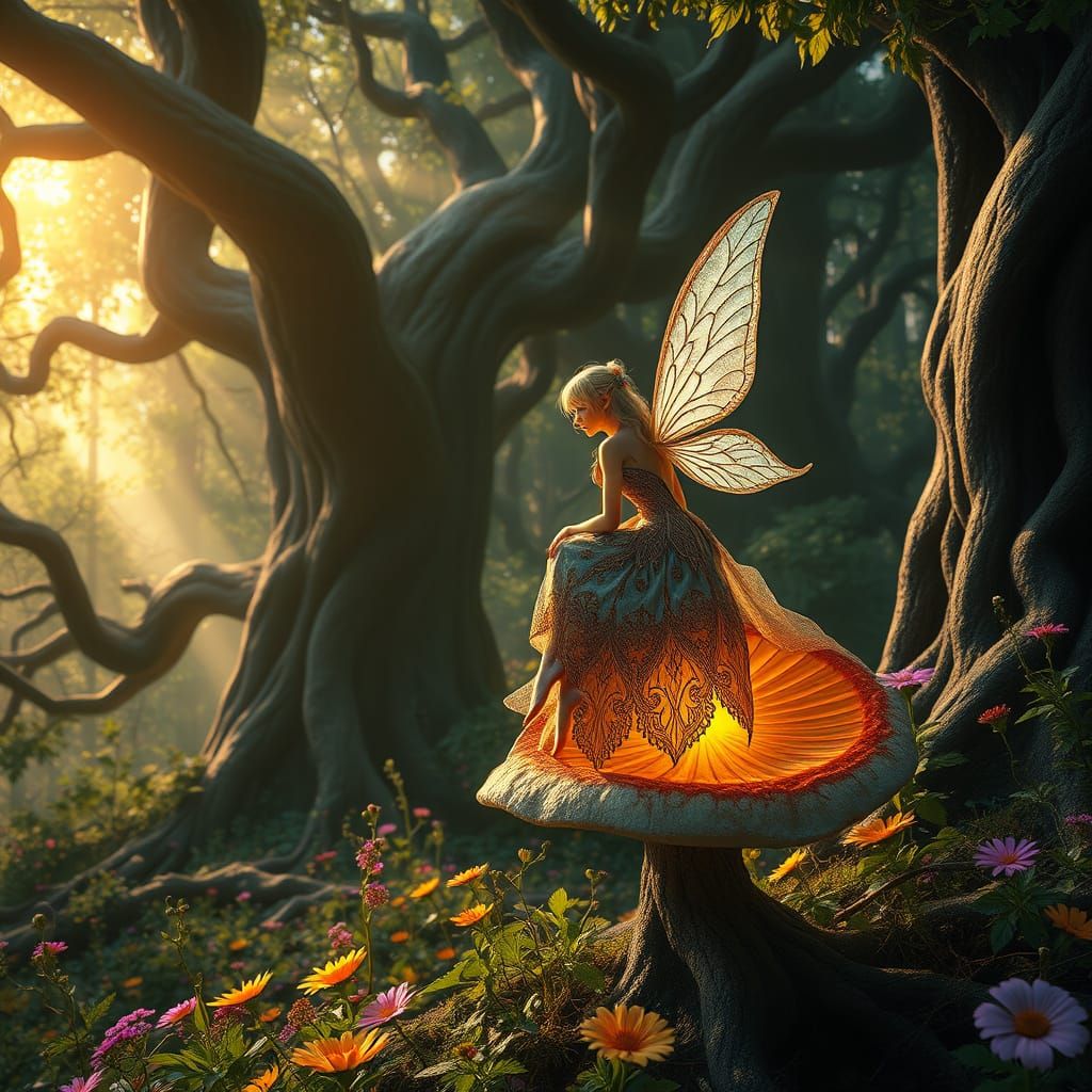 Mystical Woodland Fairy in Vibrant Colors
