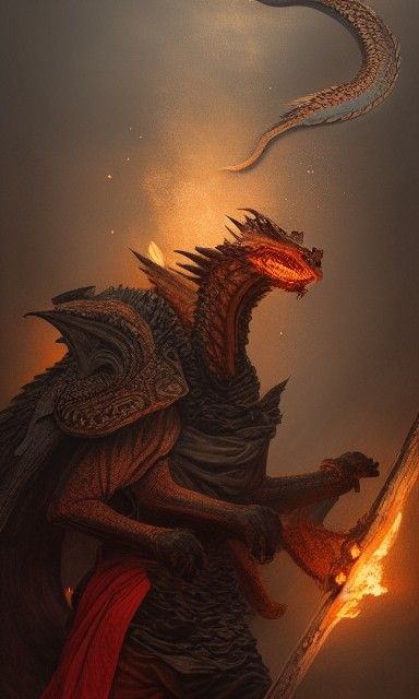 Epic Dragon Slayer Monk Battle Scene