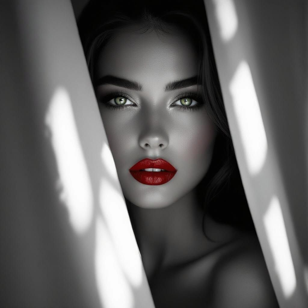 Shy Model Changing Clothes: Black and White Silhouette