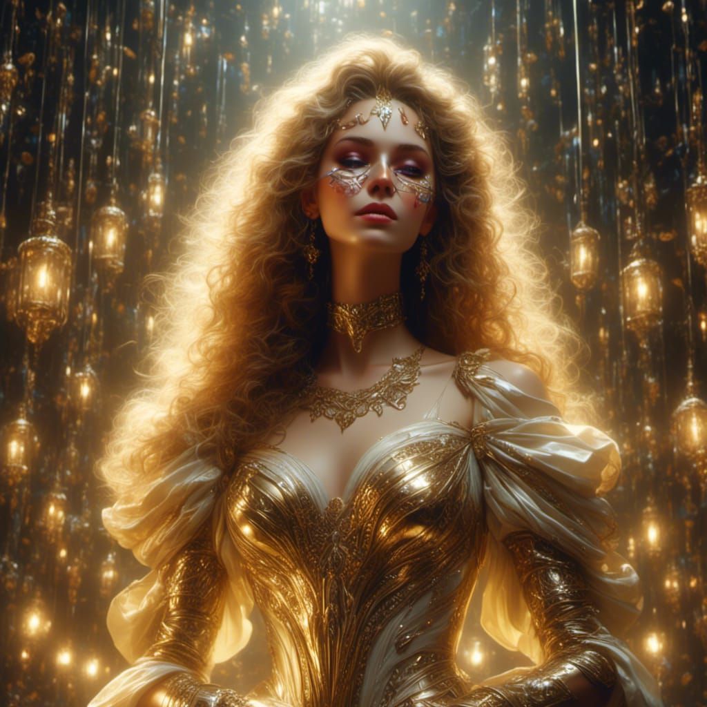 Golden Lady in Dark Fantasy Style