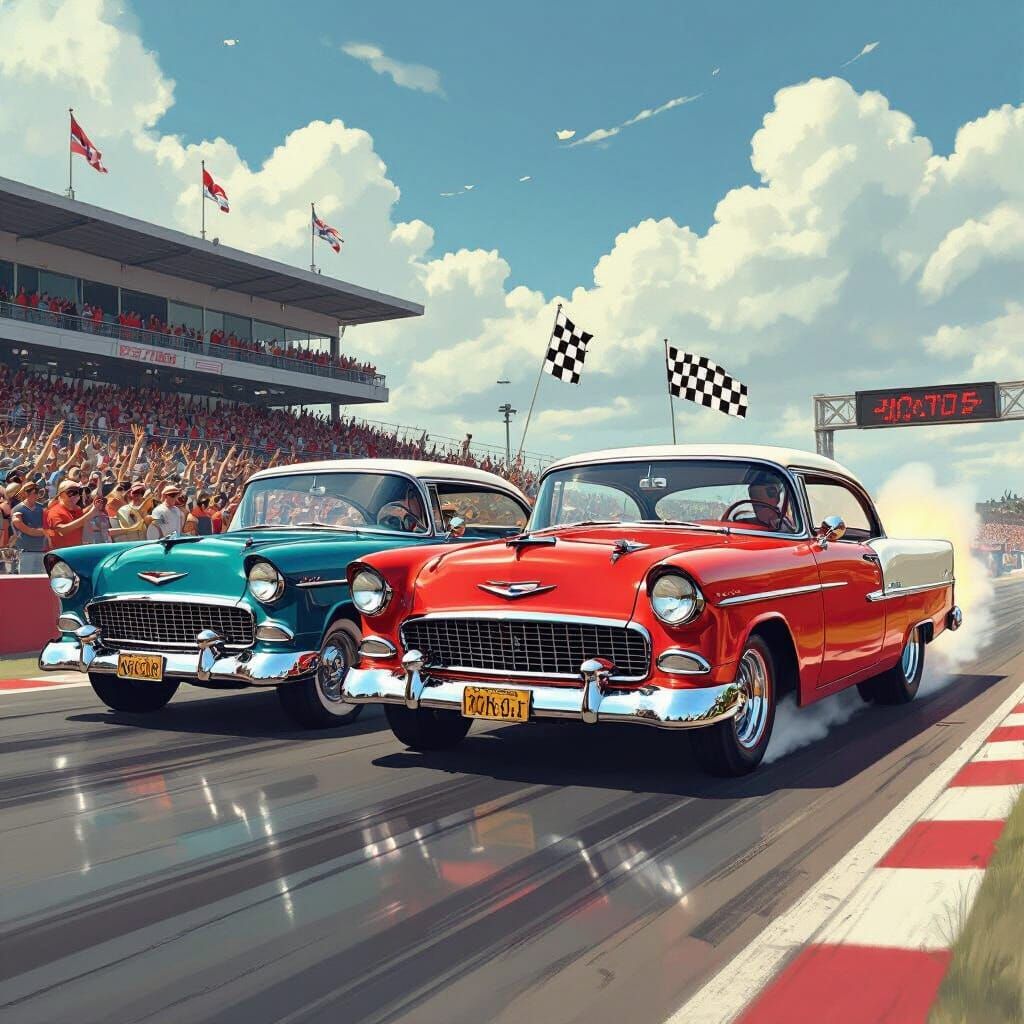 1955 Chevy Bel Air Gassers on Drag Race