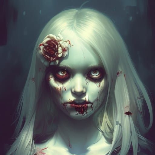 Adorable Zombie Girl Portrait with Dynamic Lighting