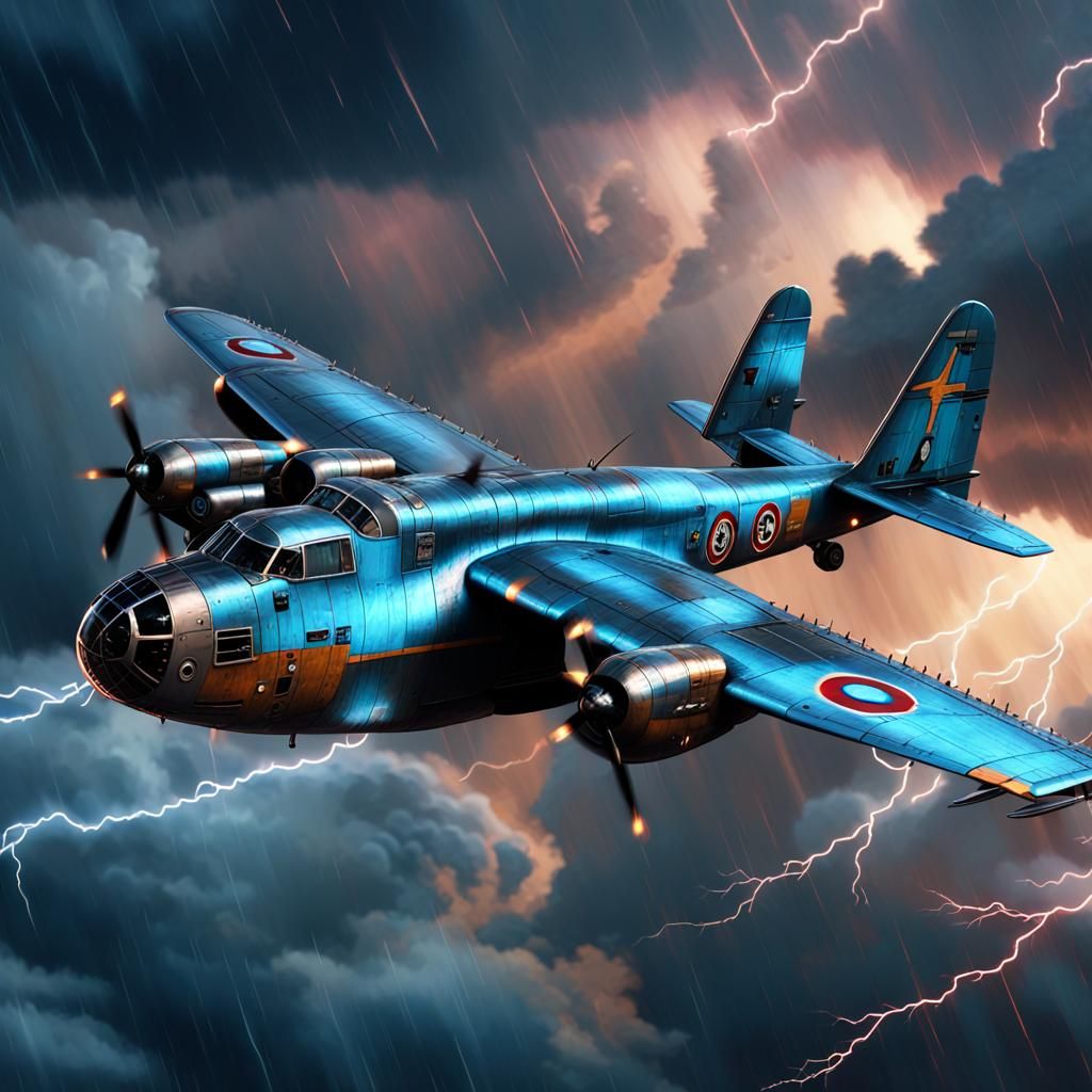 Epic Sci-Fi Jaeger Bomber in Stormy Skies