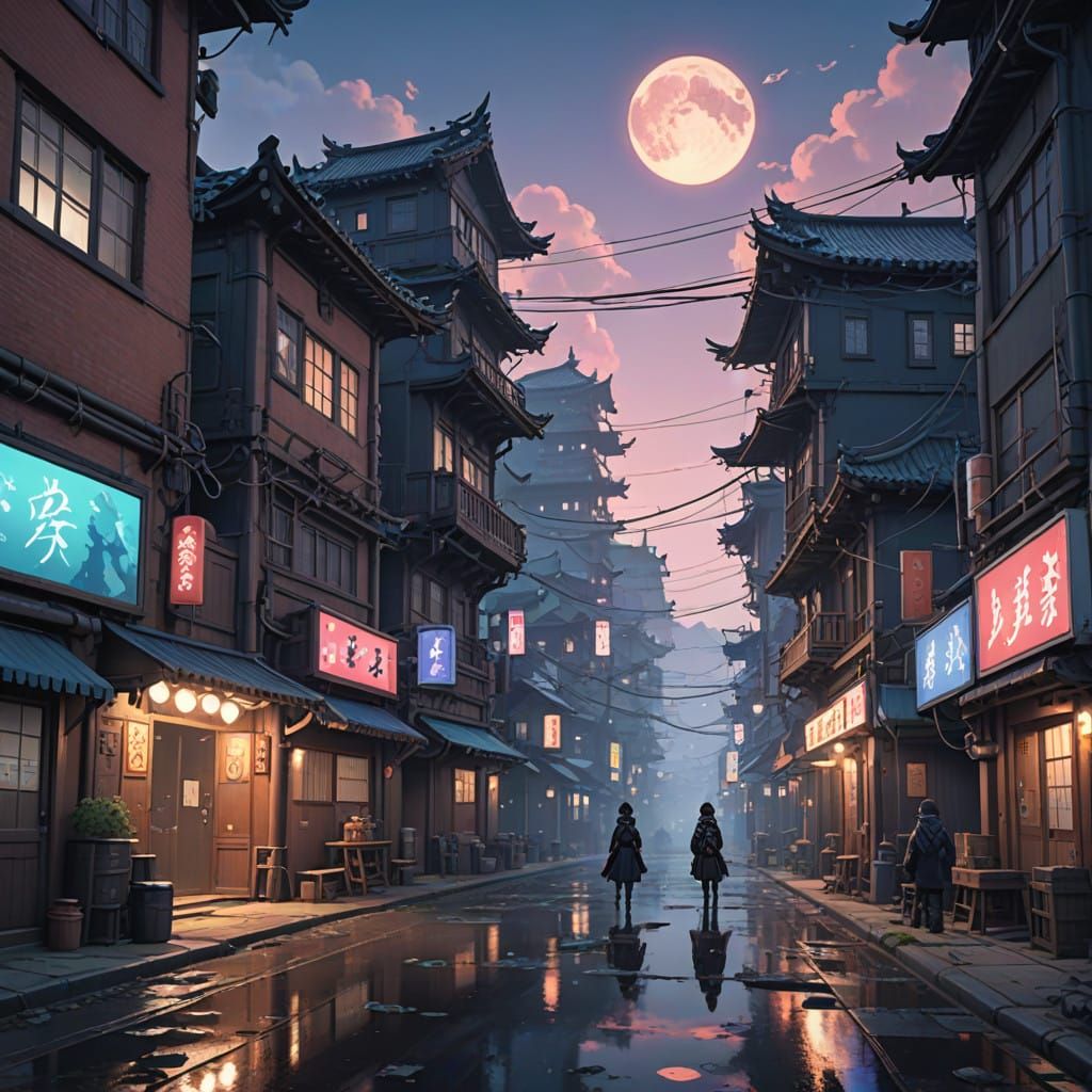 Living Shadow Sculptures Emerge on a City Street at Dusk