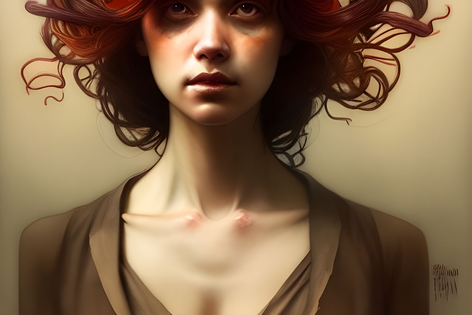 Clementine Portrait in Digital Watercolor Style