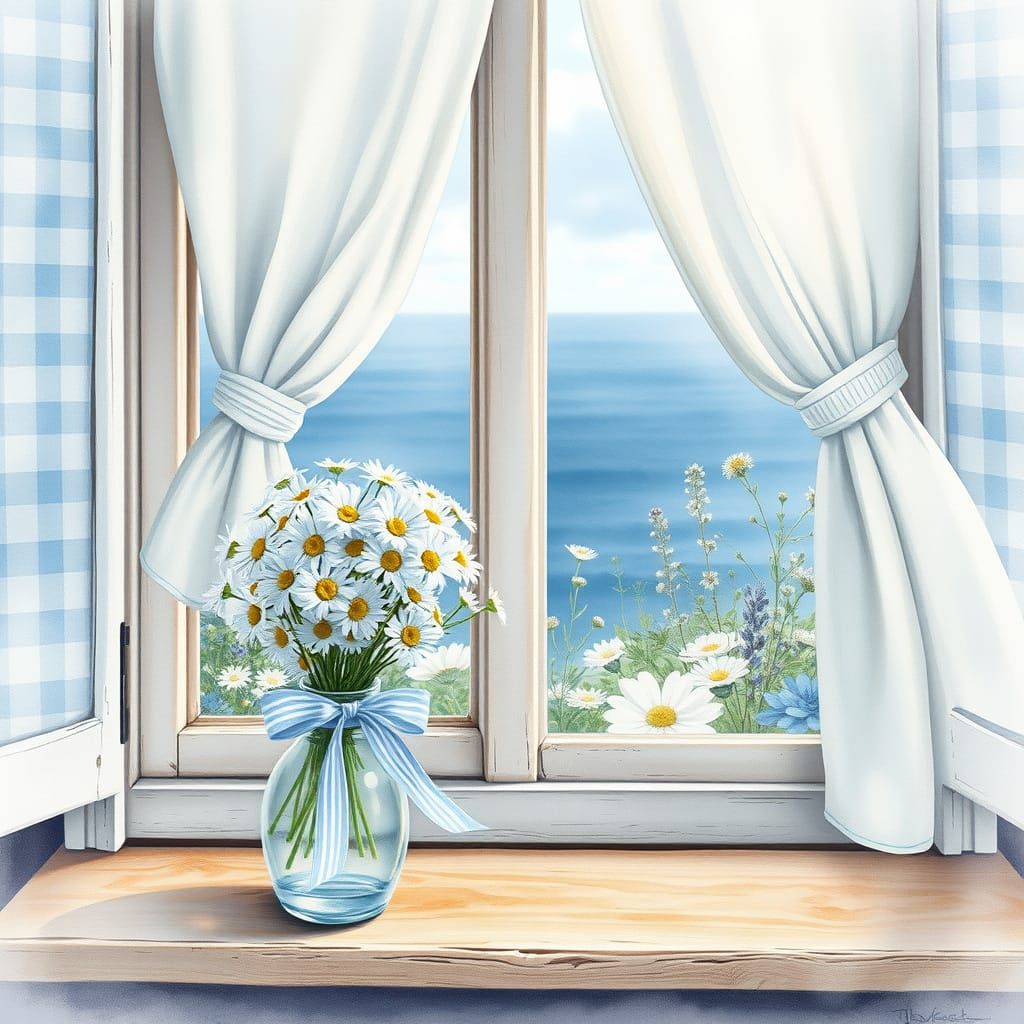 Dreamy Watercolor Window Scene