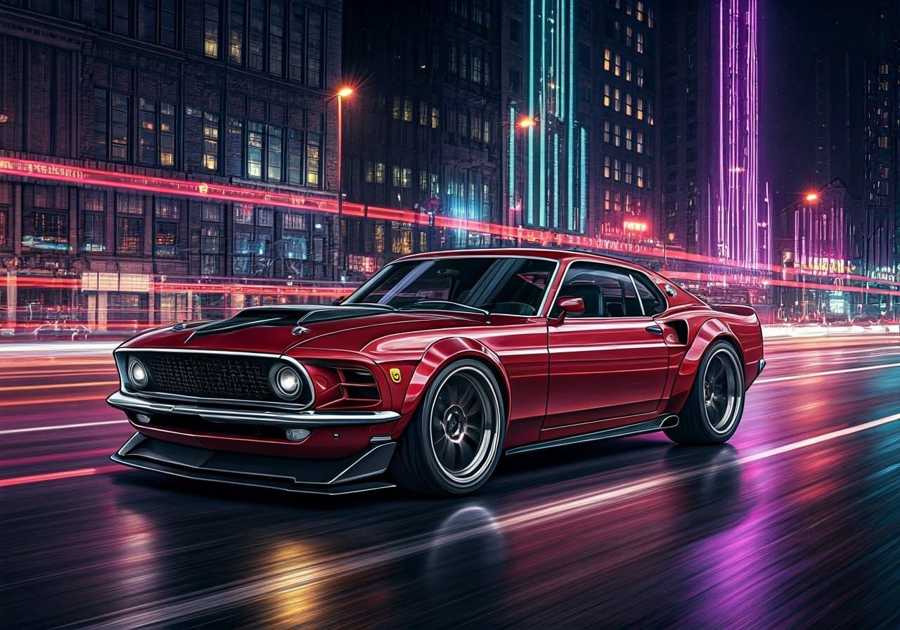 Retro-Futuristic 1969 Ford Mustang Boss 429 Speed Demon