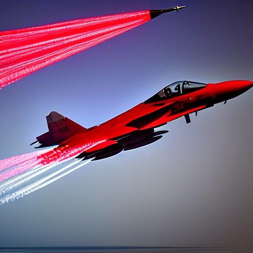 Red Fighter Jets in Hyperrealistic Long Exposure