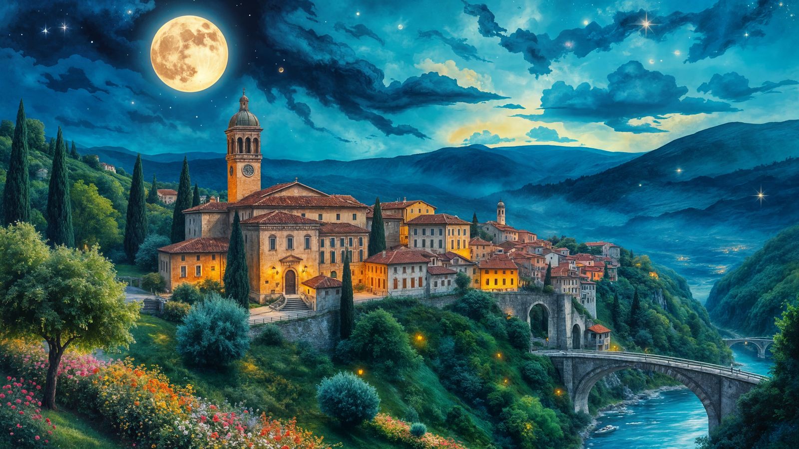 Renaissance Town at Night