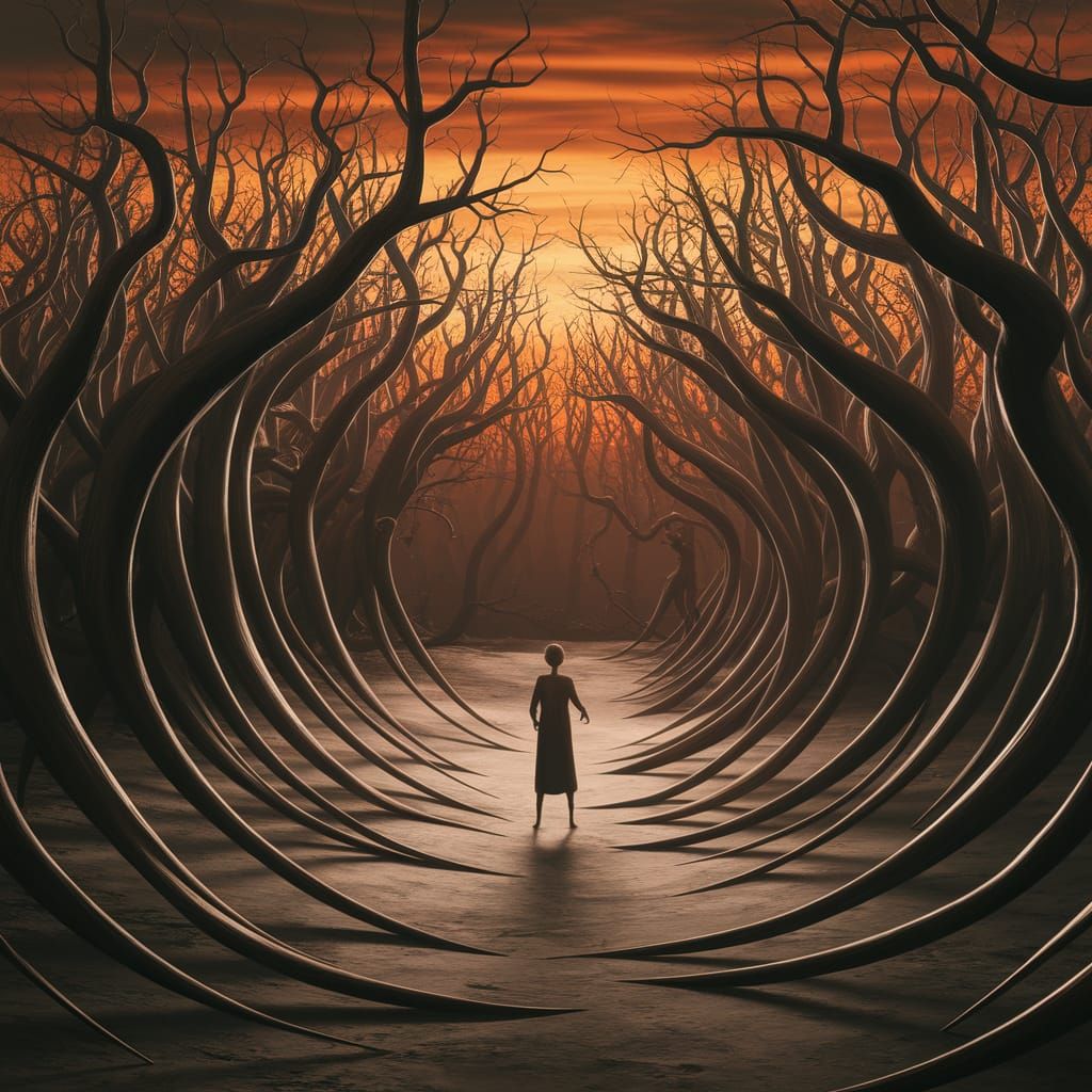 Eerie Forest Shadows at Dusk as Surreal Animation