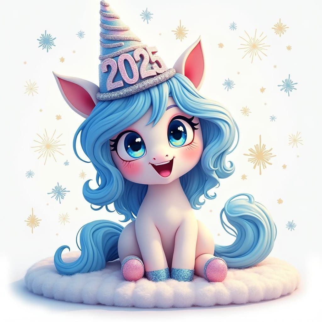 Enchanting Digital Unicorn Celebrates Happy New Year
