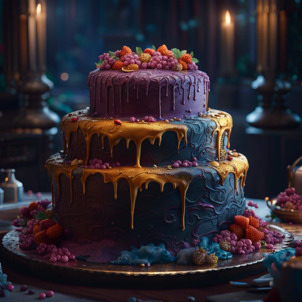 Fantastical Four Layer Cake in Detailed Matte Painting