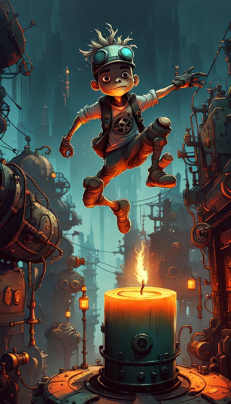Jack Jumps Candle: Cyberpunk Dieselpunk Concept Art