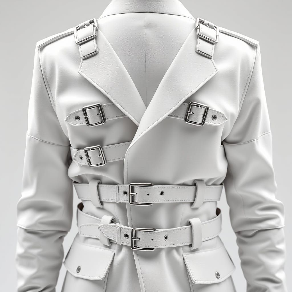 White Straight Jacket with Silver Buckles