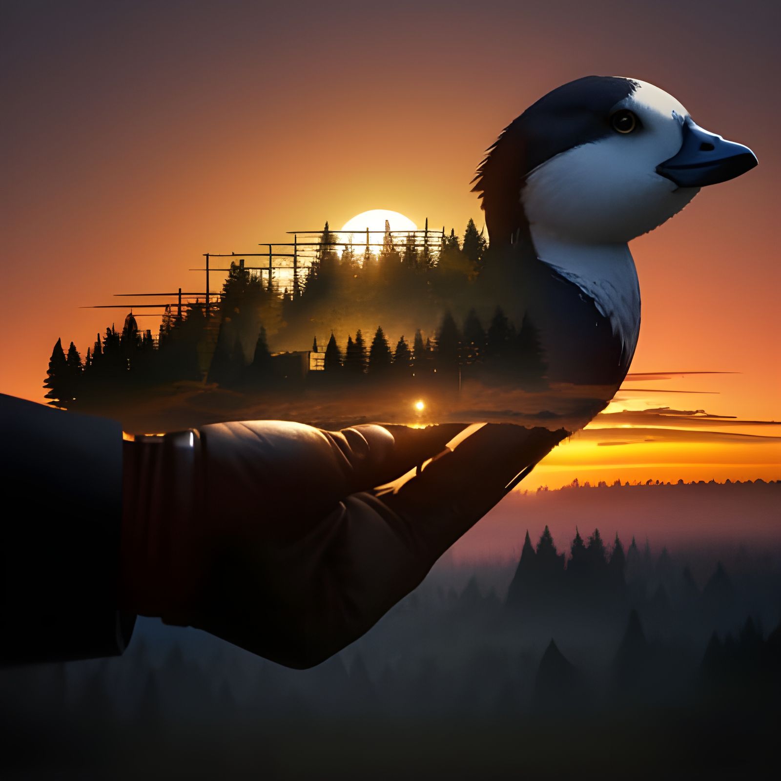 Poetic Allegory: Goose and Stolen Land in Watercolor