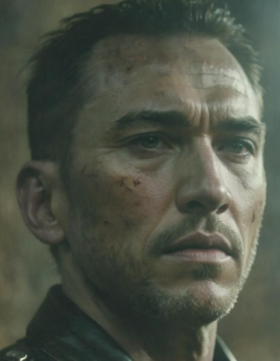 Menacing Portrait with Bleached Hair, Acrylic on Canvas