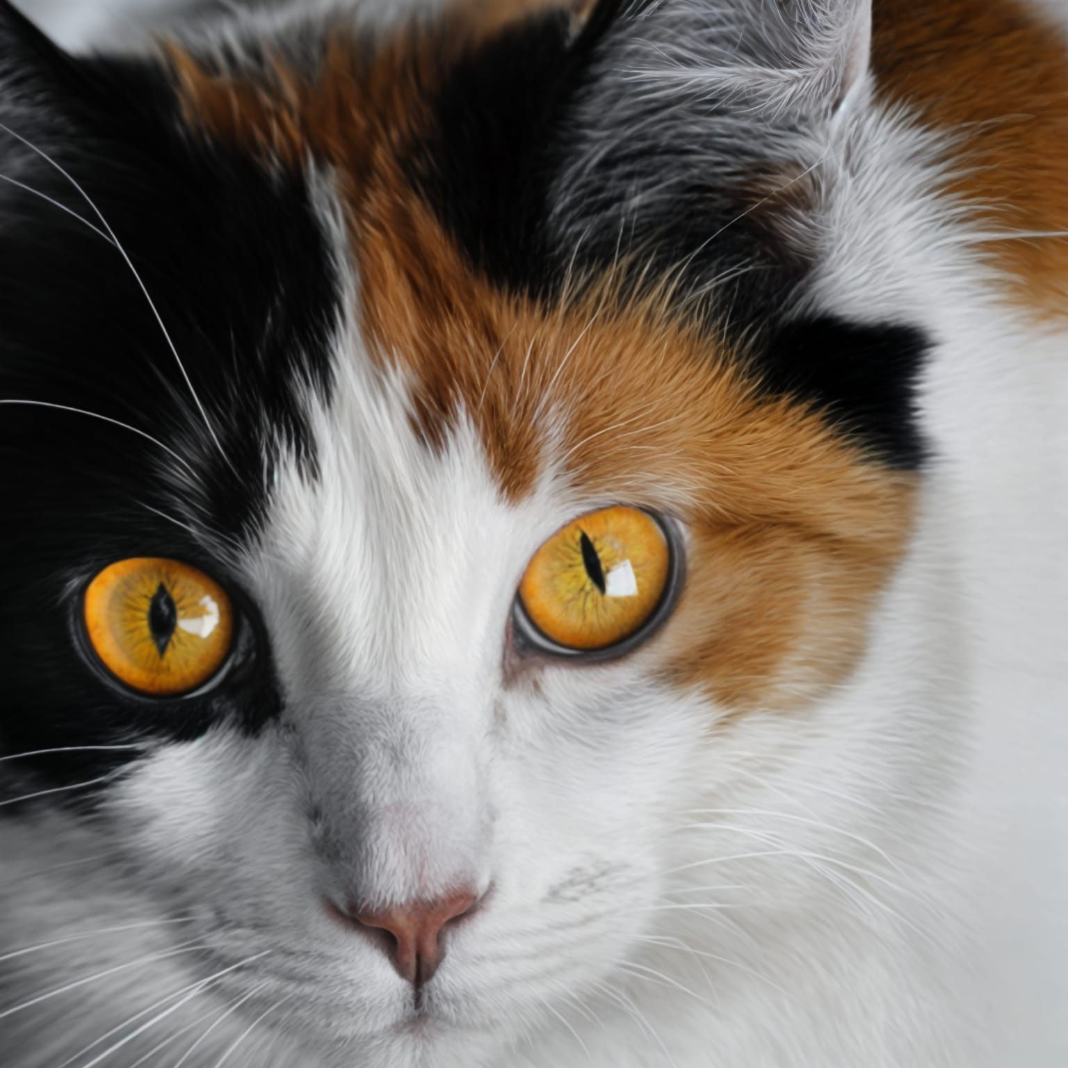 Calico Cat with Striking Red Eyes