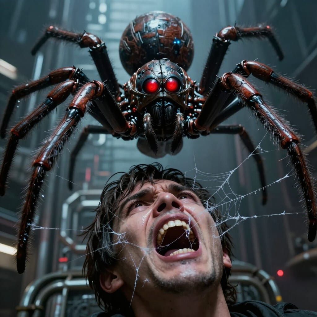Terrifying Cyborg Spiders Attack Human Face