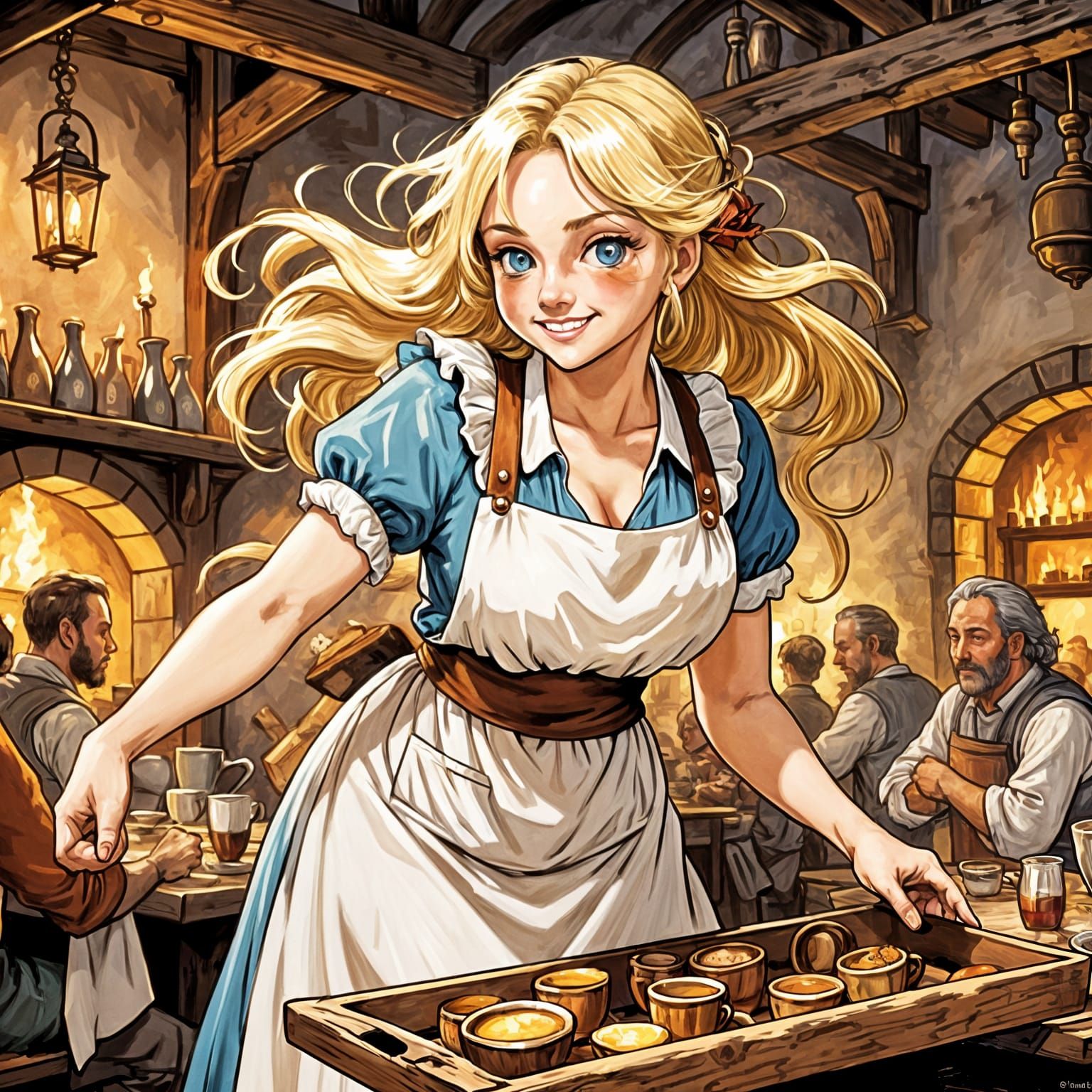 Lizbeth Sunrise, the barmaid at The Fallen Angel Inn