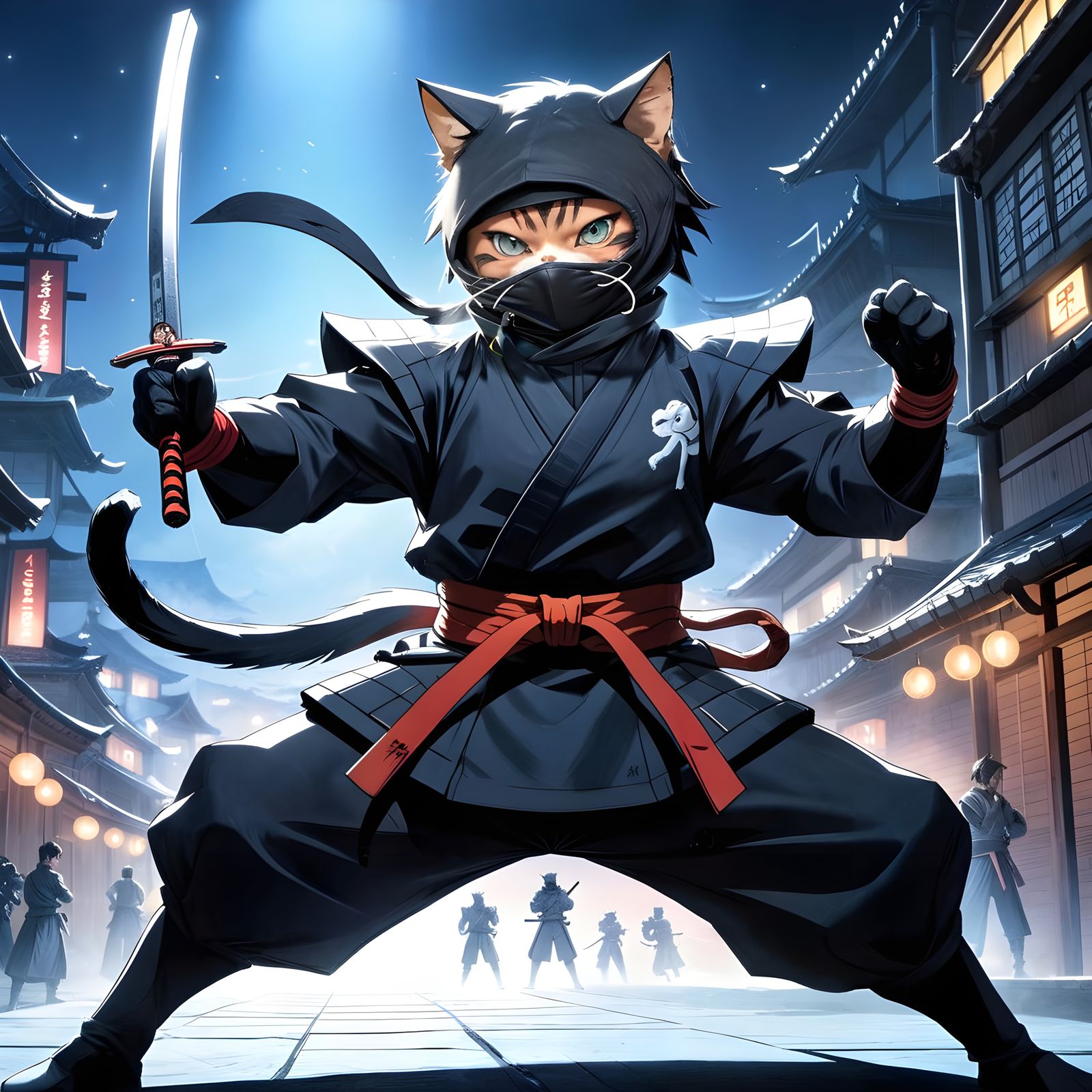 Martial Arts Master Cat in Stealthy Ninja Attire