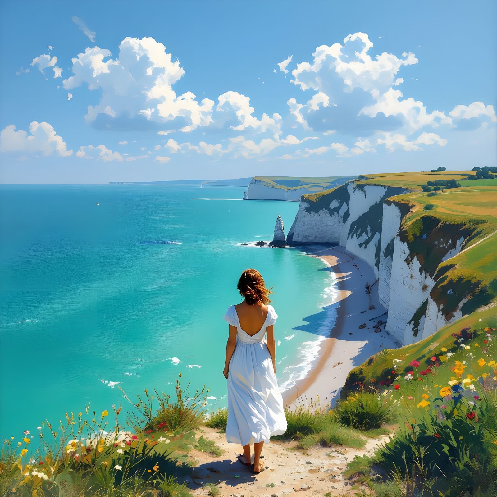White Cliffs of Dover Inspired by Impressionism