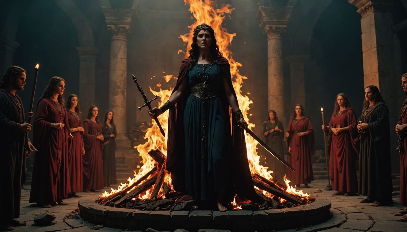 Medea's Dark Ritual: Hyper-Realistic Fantasy Scene