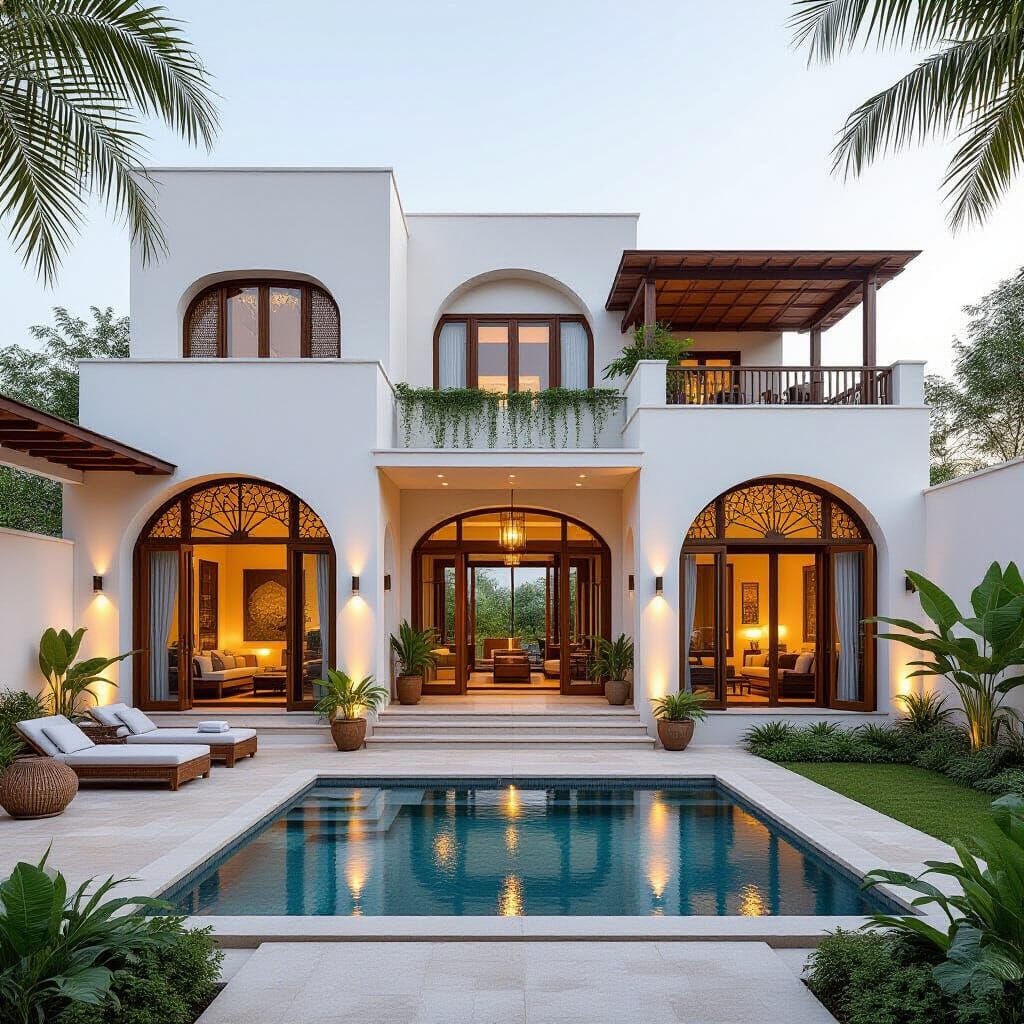 Luxurious Indian House with Modern Minimalist & Ancient Deta...