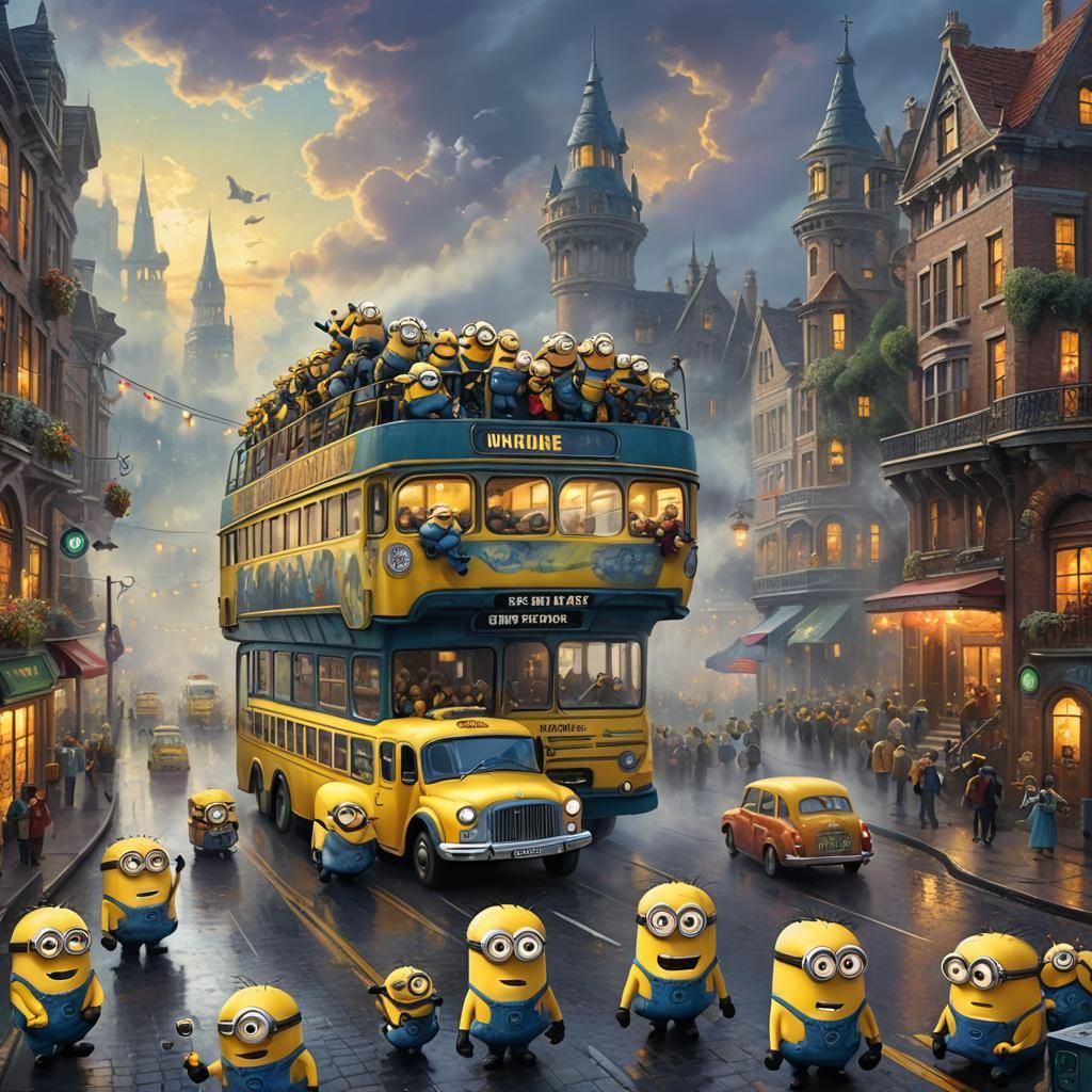 Minions on the double-decker Bus