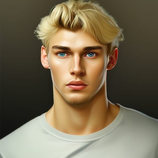 Handsome Blonde Man in 80s Jumpsuit: Digital Portrait