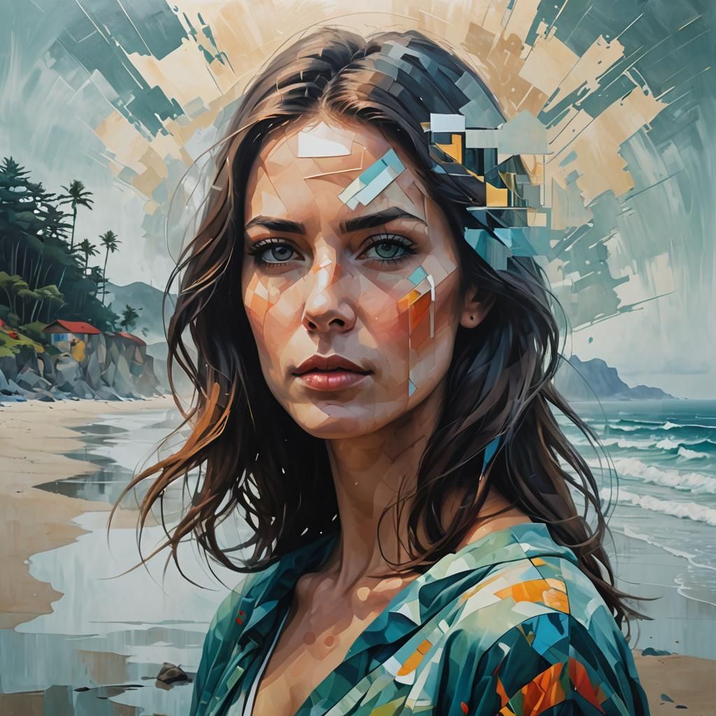 Woman in Mist: Double Exposure Digital Art