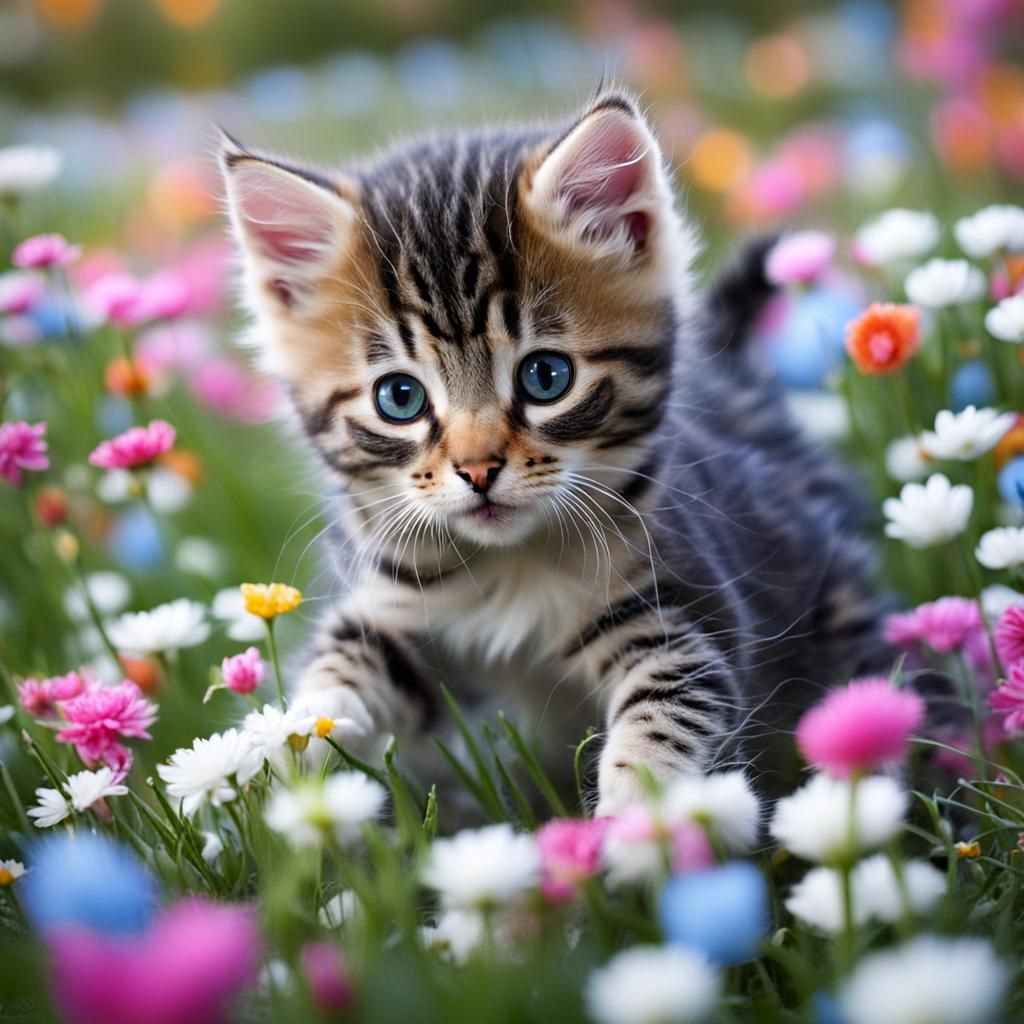 Adorable Kitten Playing: An AI-Generated Image
