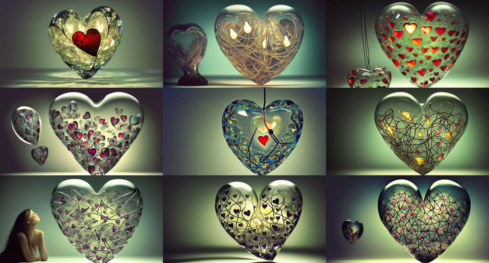 Crystal Heart Encasing Human Heart, Surreal Art