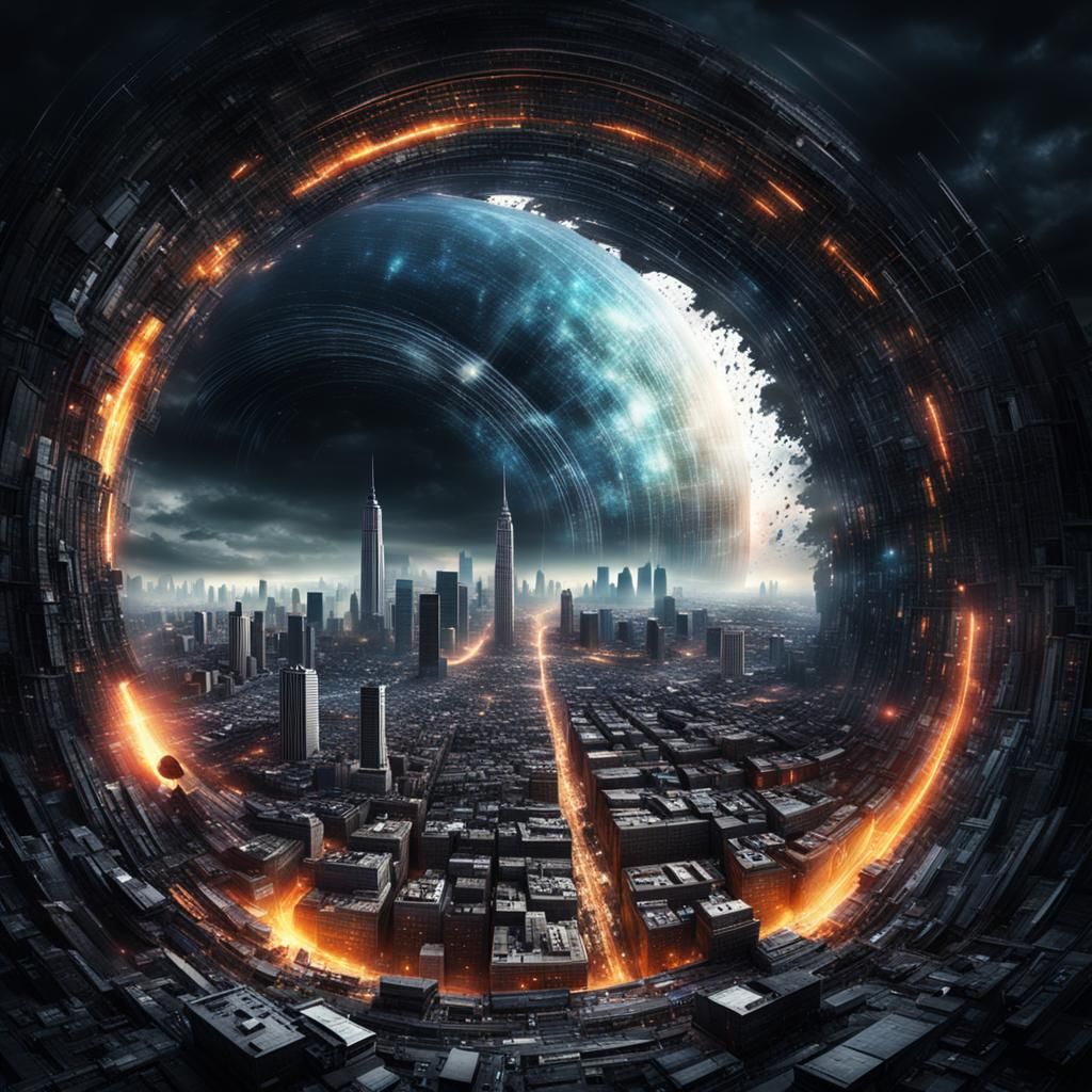 Epic Black Hole Devouring City: Digital Matte Painting