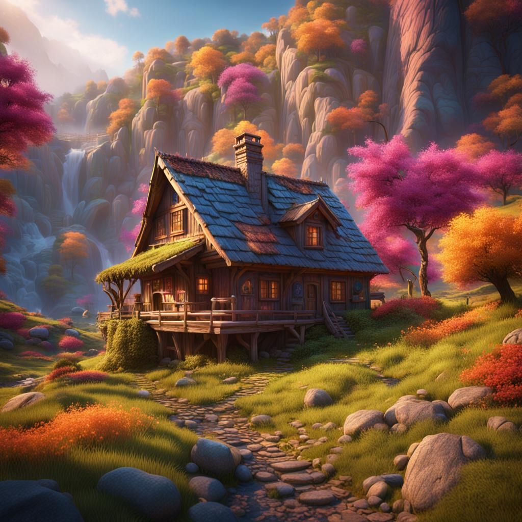 Colorful Valley Home: Fantasy Concept Art