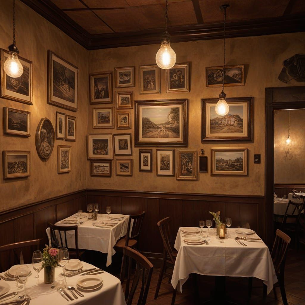 Whimsical Italian Restaurant Concept Art with Storybook Plat...
