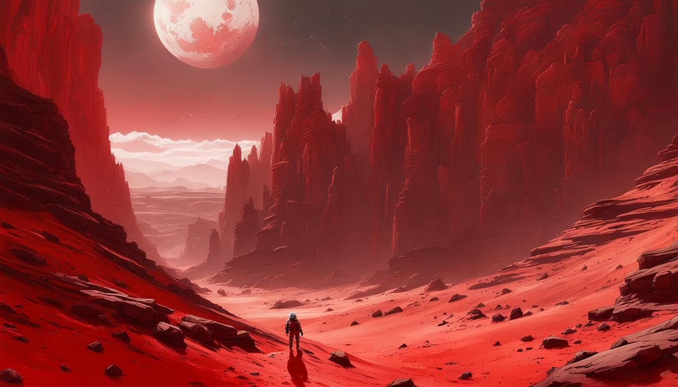 Astronaut on Red Planet in Speedpaint Style