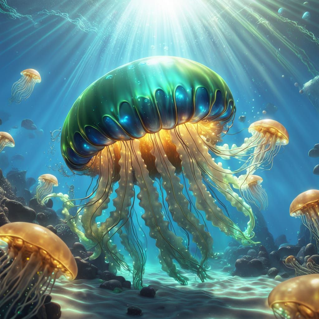 Alien in Dreamy Underwater World: Pixar-Style Digital Art