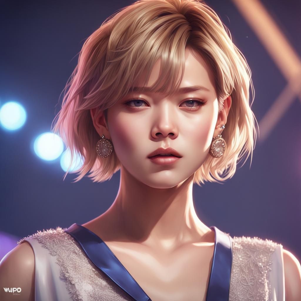 Yoo Jeongyeon from Twice with short hair.