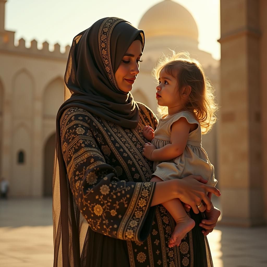Mother and Child Portrait in Jerusalem: Hyperrealistic Style